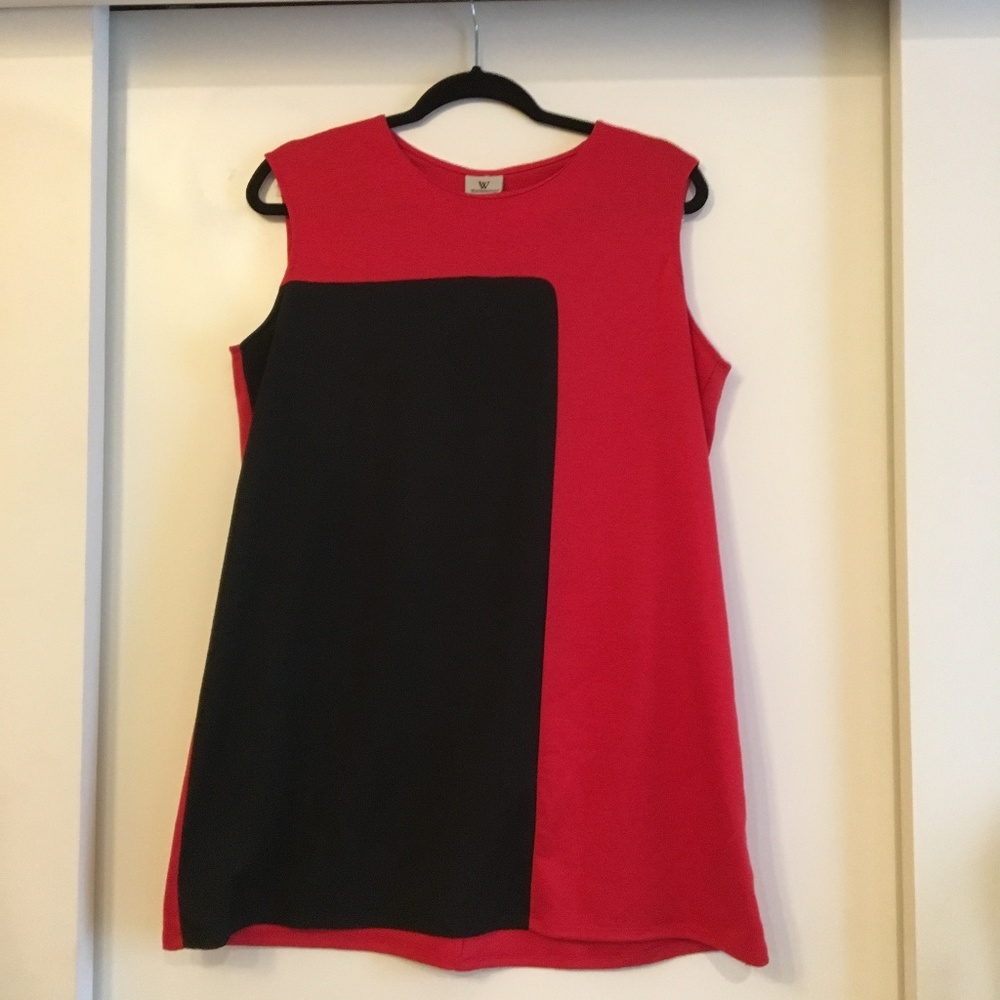 Mod Style Red & Black Shift Dress - Size XL